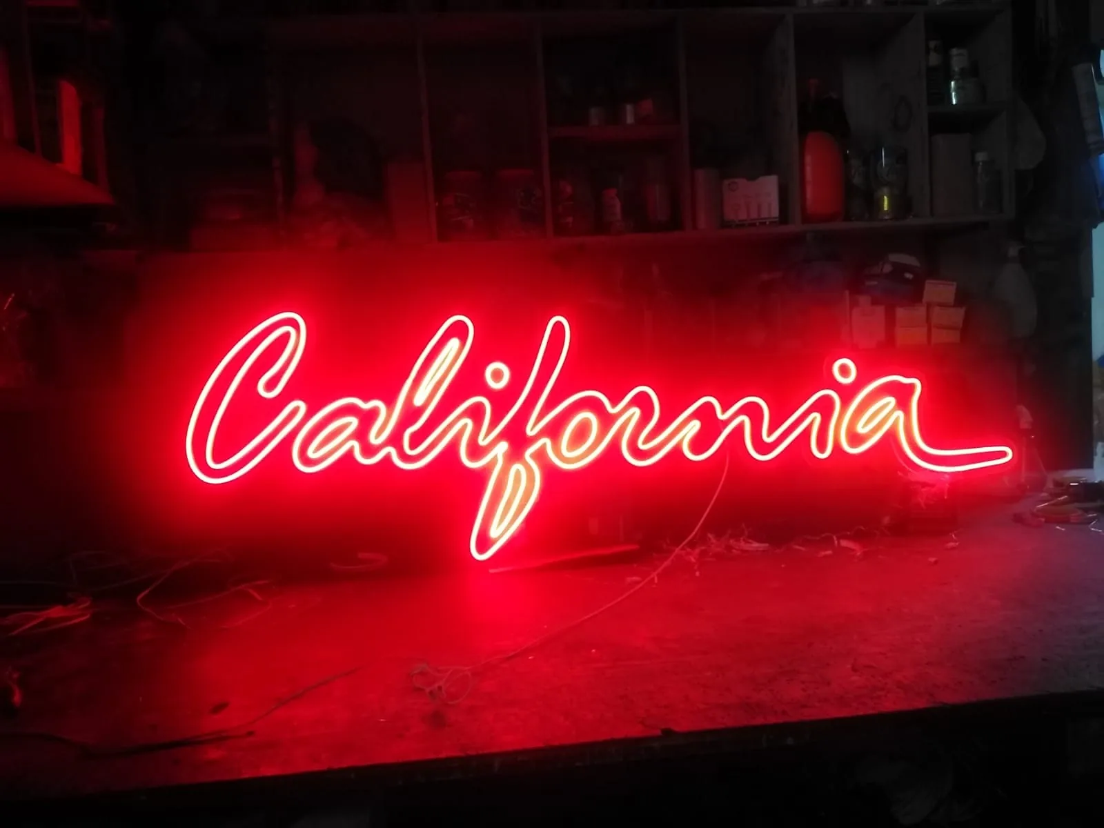 Hand-finished neon feature sign fabricated in Riyadh